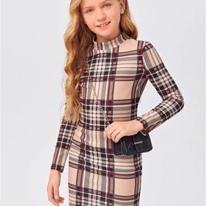 Cute pink plaid kids dress